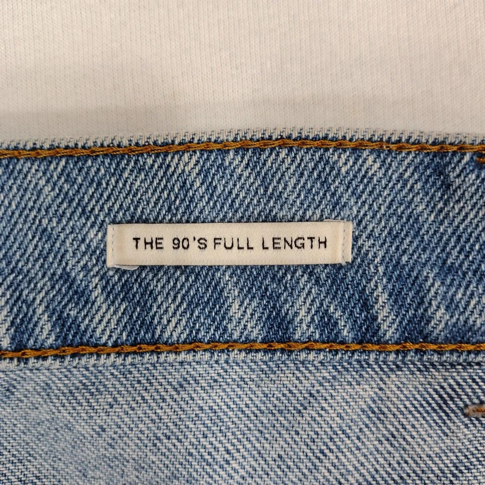 Zara The 90s Full Length Distressed Wide Leg Jeans Light Wash Blue Size 8 - Picture 4 of 8